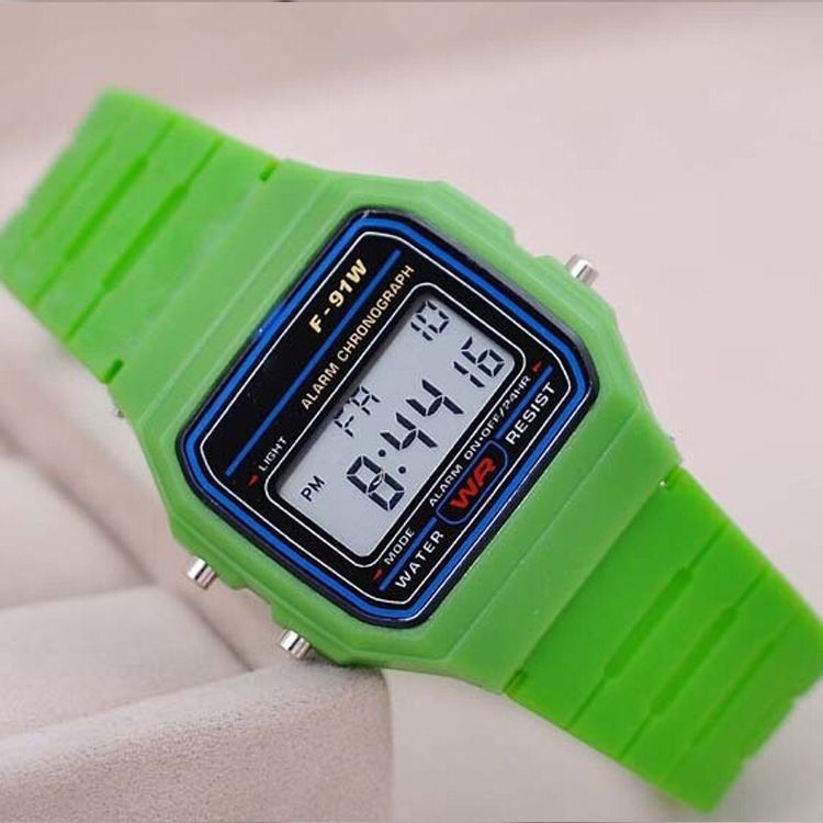 Sports Multi-Functional Ultra-Thin Luminous Alarm Clock Children's F-91w Electronic Watch_voghion.com