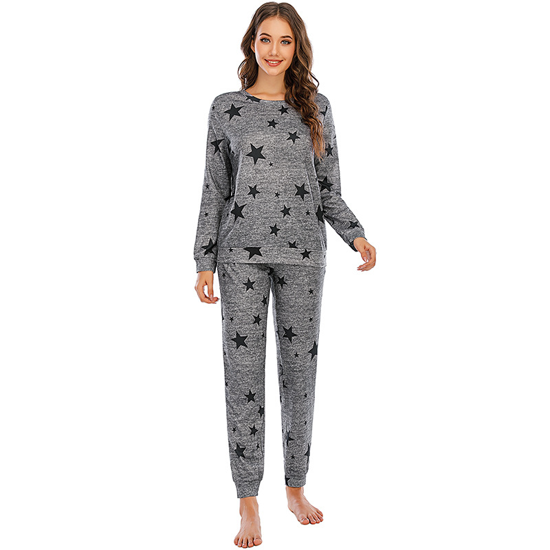 Pyjama étoile à cinq branches pour femmes, vêtements décontractés à manches longues pour dames, vêtements de maison, nouvelle collection_voghion.com