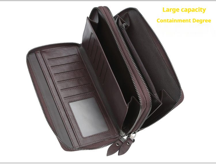 Geldbörse, neue hochwertige multifunktionale Geldbörse mit großem Fassungsvermögen für Herren – lange Clutch mit Doppelreißverschluss, stilvolles und praktisches Design, für den täglichen Gebrauch geeignet_voghion.com