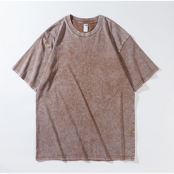 Maglietta unisex estiva alla moda in cotone vintage lavato e tinto a cera, a maniche corte, in stile americano_voghion.com