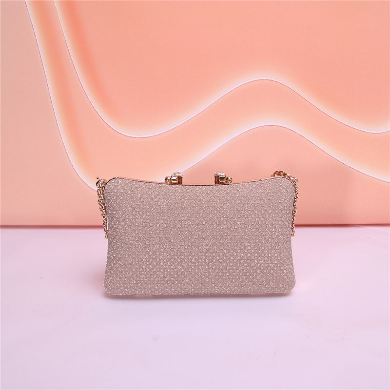 New Fine Glitter Double Chain Decoration Metal Pillow Shaped Handbag Party_voghion.com