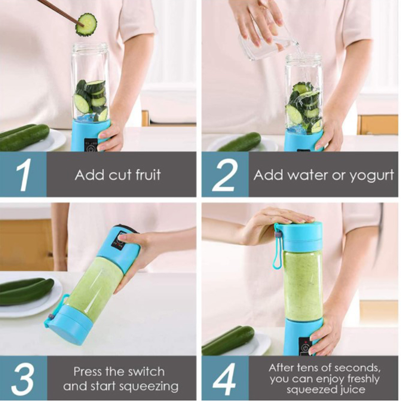 Vente chaude Mini mélangeur portable 400 ml électrique légumes fruits USB presse-agrumes extracteur Hines_voghion.com