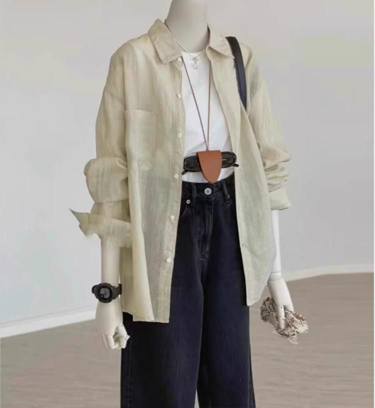 Really Good~Praising The Tencel Sunscreen Shirt For Women In Spring And Summer , Thin Edition, Collar, Single_voghion.com