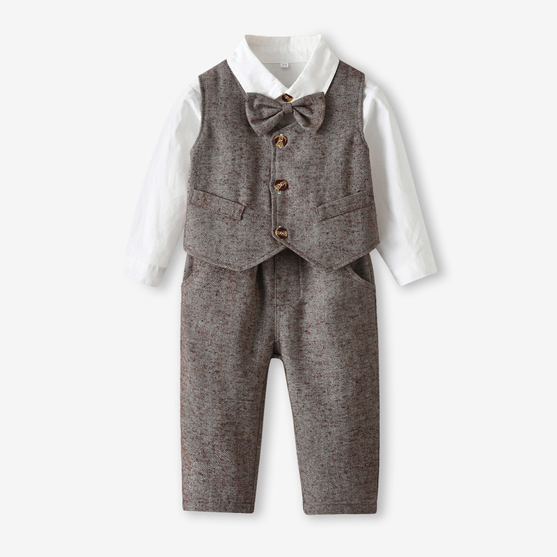 Kinderkleidung Frühling Jungen Weste Gentleman Kleid Neuer Kinderanzug Langarm Weißes Hemd Overalls Laufsteg Geburtstagsleistungskleidung_voghion.com