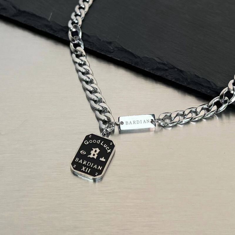 Cuban Thick Chain Nameplate Letter Block Fashion Ins Style Hip Hop Versatile Trendy Street Titanium Steel Necklace_voghion.com