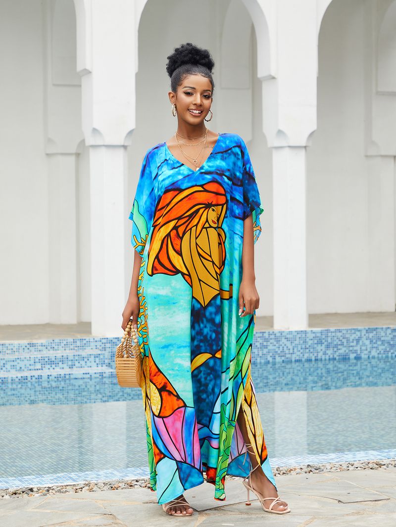 Boho Chic Cotton Beach Cover-Up – Loose Robe Style Swimsuit Outerwear For Vacation & Poolside Relaxation_voghion.com