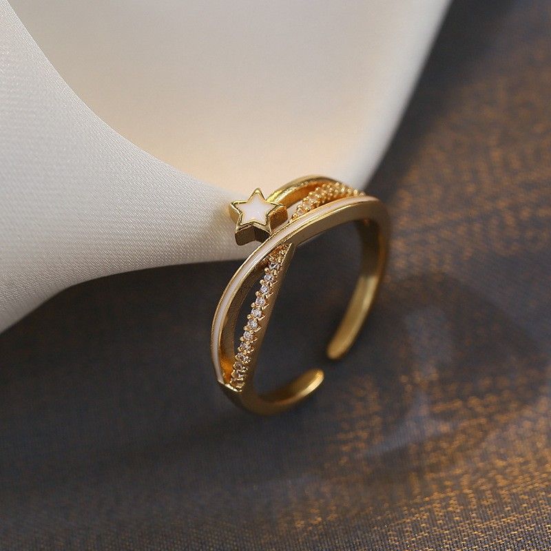 2023 New True Gold Electroplated Ring For Women With Adjustable Opening, Internet Red Ring, Handicraft, Small And Luxury_voghion.com