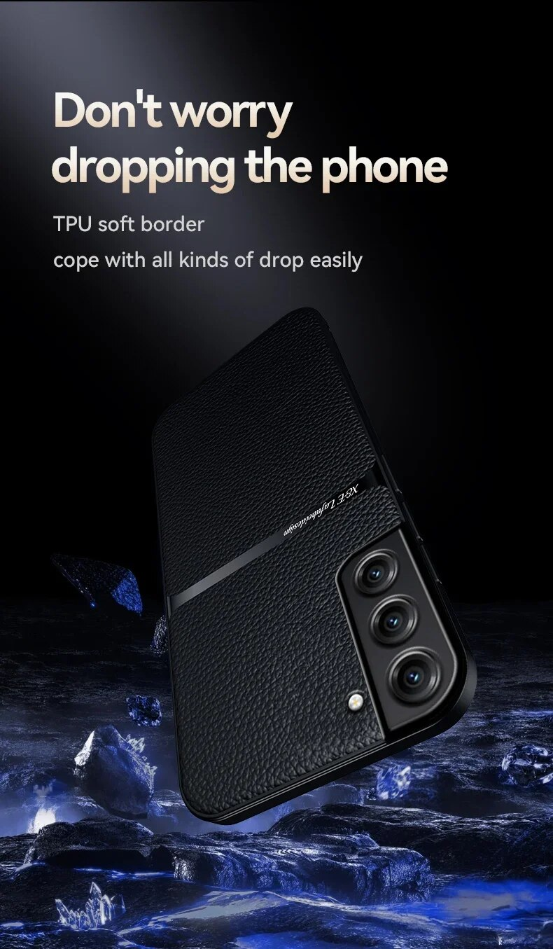 Für Samsung Galaxy S24 Ultra S23 S22 Plus S21 S20 FE Auto Magnethalter Leder Handyhülle_voghion.com