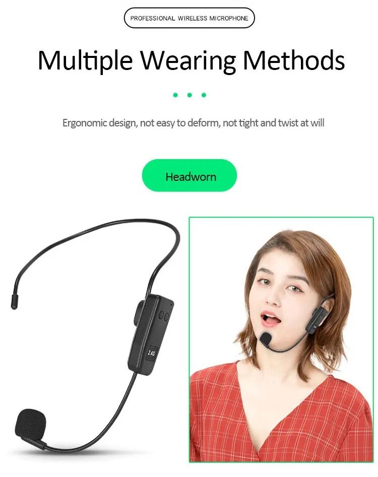 Mikrofon UHF trådløst hodesett og håndholdt 2-i-1 mikrofon for stemmeforsterker scenehøyttalere undervisning_voghion.com