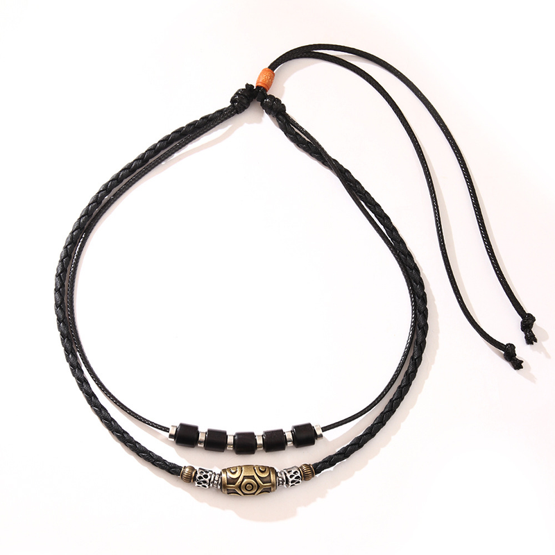 Collana blu tibetana Tianzhu personalizzata, in corda di cera intrecciata, ciondolo antico, catena per collare, moda punk, gioielli da uomo_voghion.com
