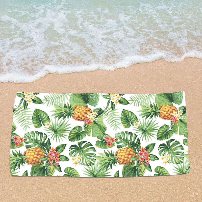 Asciugamano da spiaggia con stampa di frutta tropicale - Microfibra ultra morbida con flanella bifacciale (a rapida asciugatura, super assorbente, per vacanze in piscina e viaggi)_voghion.com
