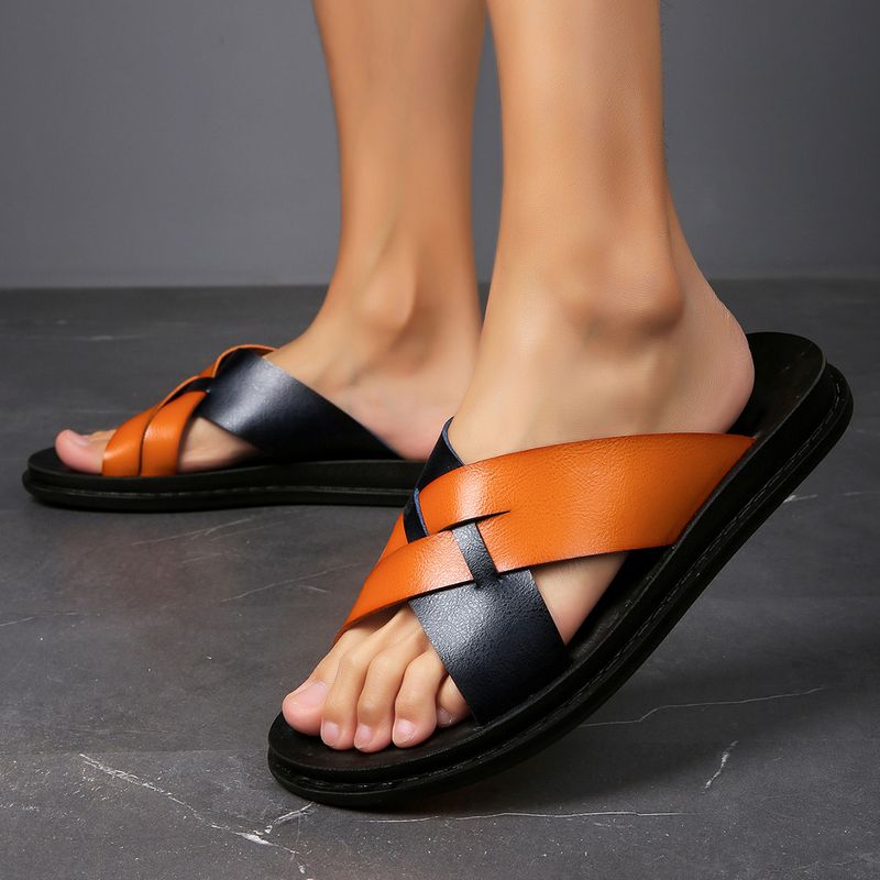 Men's Casual Slippers With Soft Soles Wearing Beach Shoes, Lightweight Comfortable For Home Use, Slip Resistant And_voghion.com