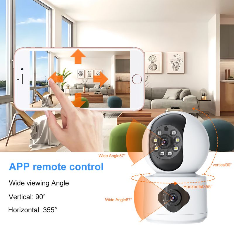 Cámara IP de seguridad para el hogar CCTV Tuya PTZ360° con wifi y lente dual_voghion.com