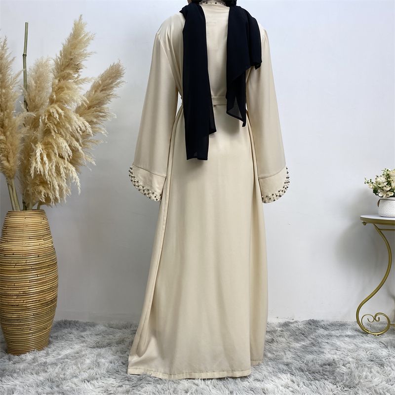 Neueste muslimische Abayas für Frauen islamische Mode Perlen Kimono Robe bescheidenes Kleid lange elegante Strickjacken Kleidung vorne offen Abaya_voghion.com
