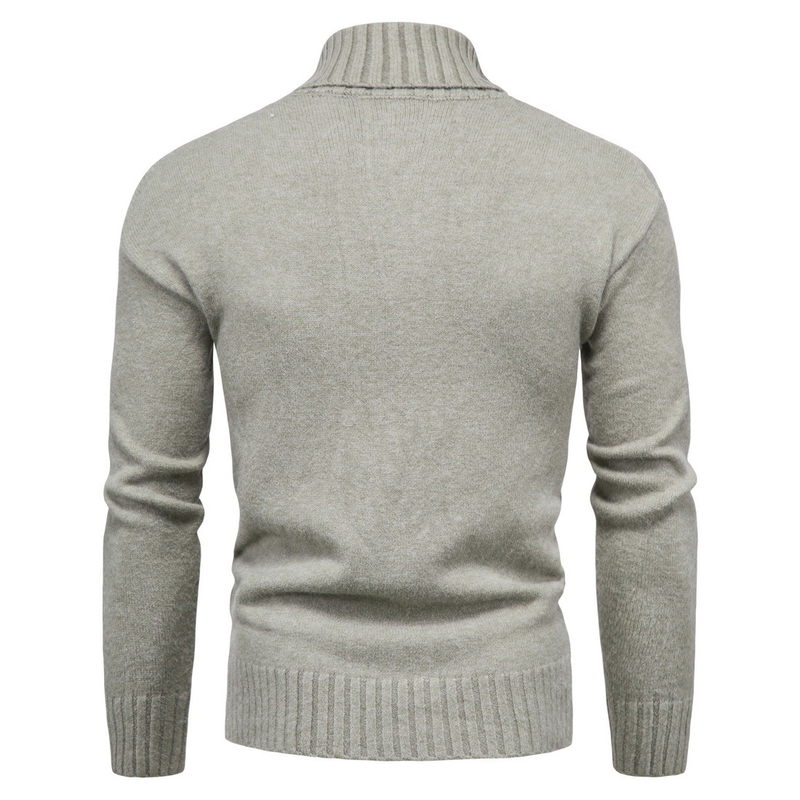 Hierscht a Wanter Nei Einfarweg Strickwueren Moud Laangärm Héichhalspullover Hären Ënnerlag_voghion.com