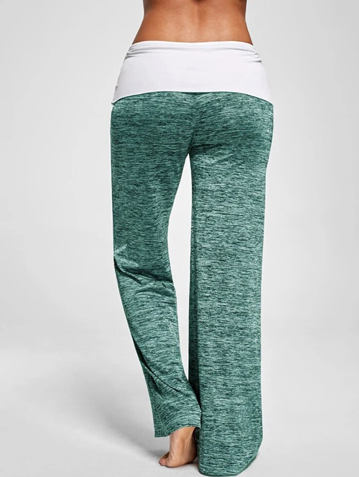 Vente chaude Large Jambe Danse Leggings Femmes Taille Haute Cordon Femelle Patchwork Décontracté Sarouel Lâche Sportwear Gympants_voghion.com