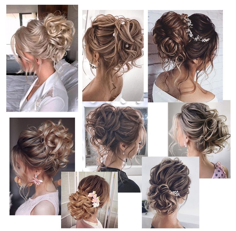 Leeons szintetikus barna szőke göndör Chignon rendetlen konty fésűs kapcsos hajhosszabbító updos hajszálak nőknek_voghion.com