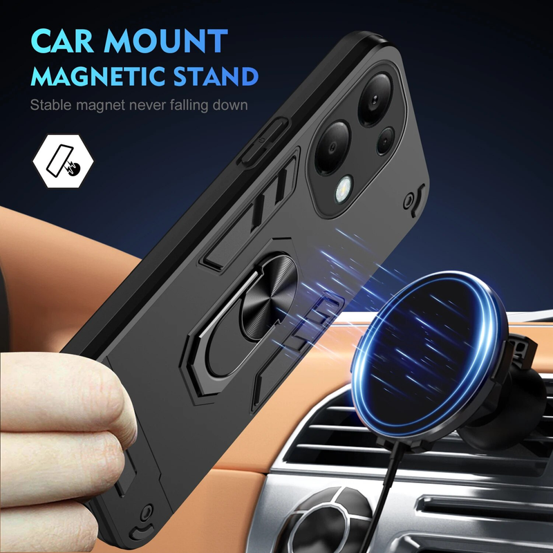 M6 4G Hart Mat Ring Magnet Schockbeständeg Armor Schutz Réckhülle Fir Xiaomi POCO M5S M4 Pro Shell_voghion.com