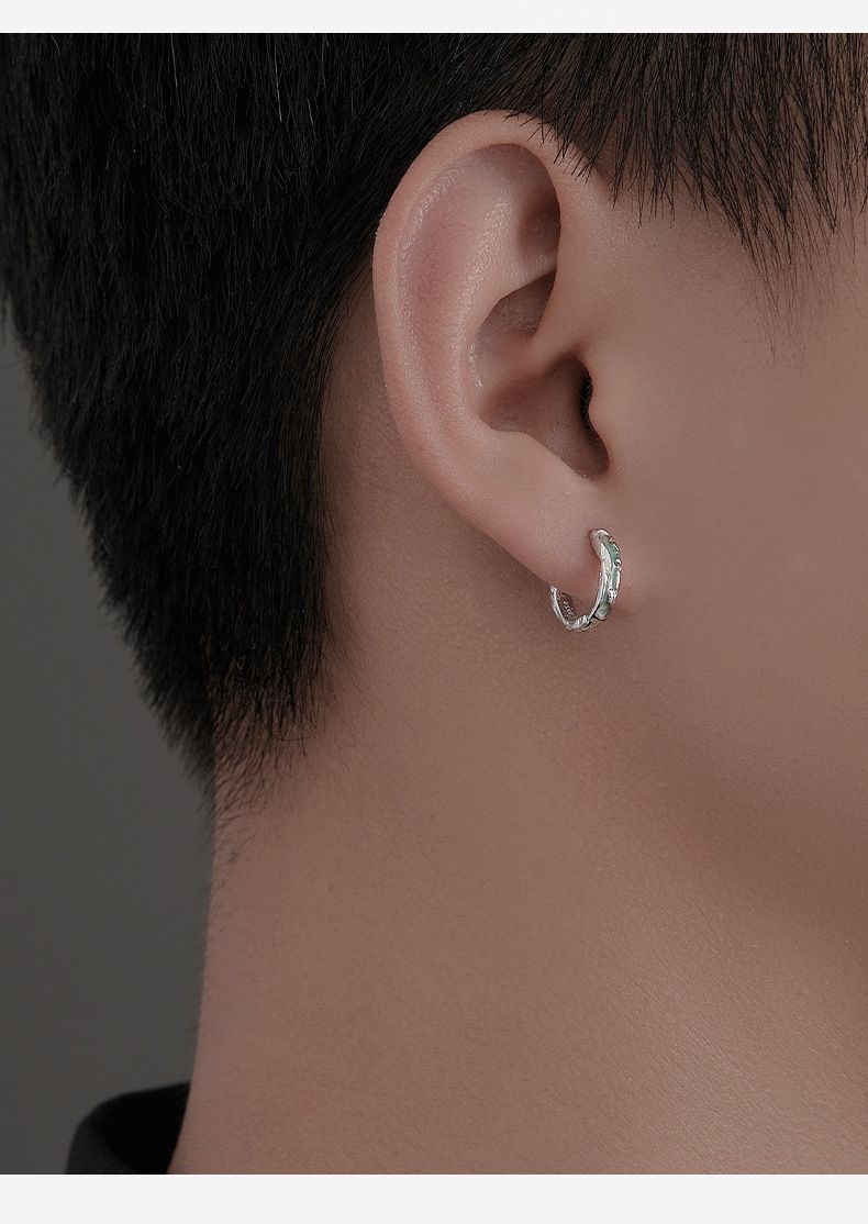S Silver Needle High End, mintgrüner Schnallenclip ohne Ohrlöcher, einzeln, einzigartiges Design für Herrenohrringe_voghion.com