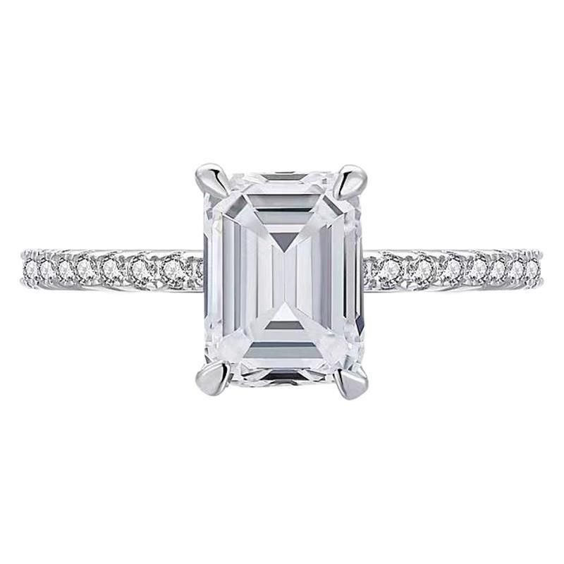 Moissanite For Women, Rectangular High Carbon Ring, Small Ice Sugar, Pure Silver Plated With Platinum, 2 Carat Classic_voghion.com