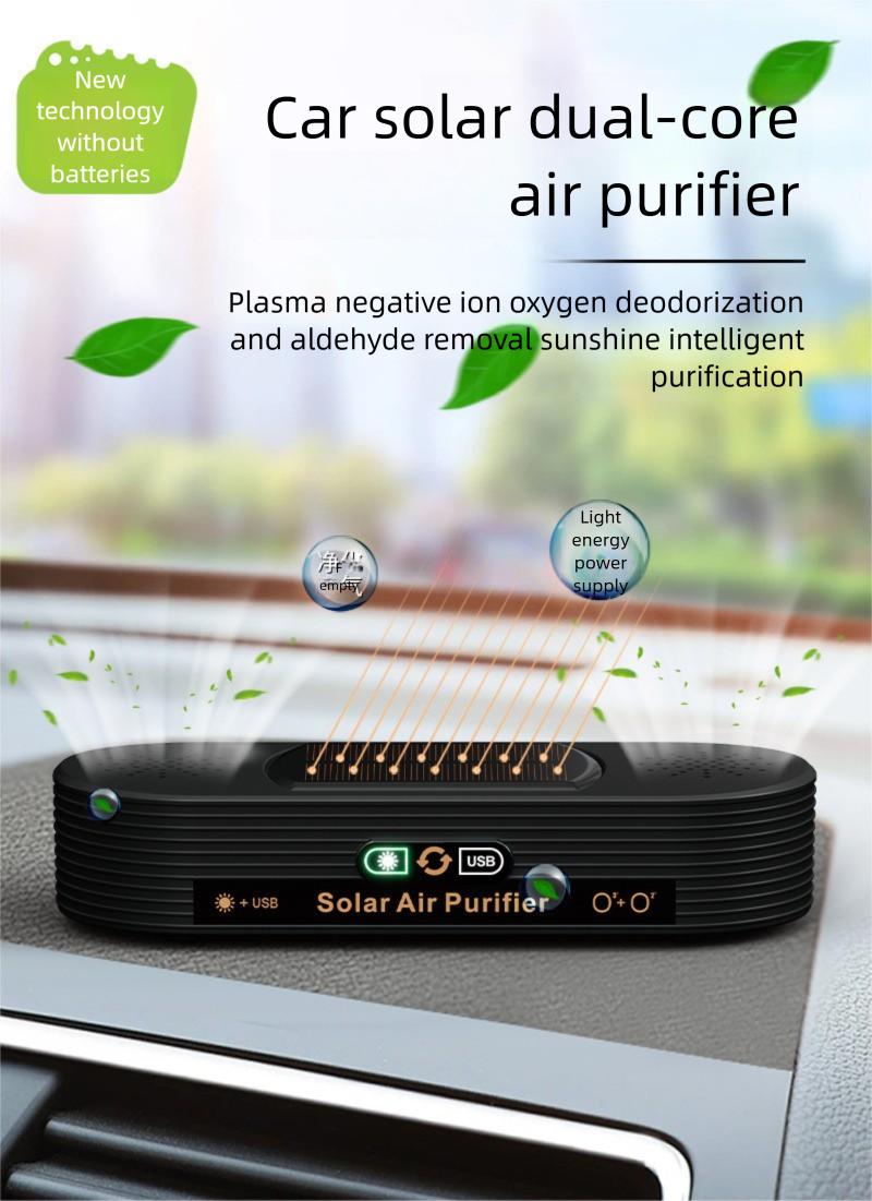 Solar Car Air Purifier, Zero Consumables Odor & Formaldehyde Removal, Dedicated Vehicle Oxygen Bar_voghion.com