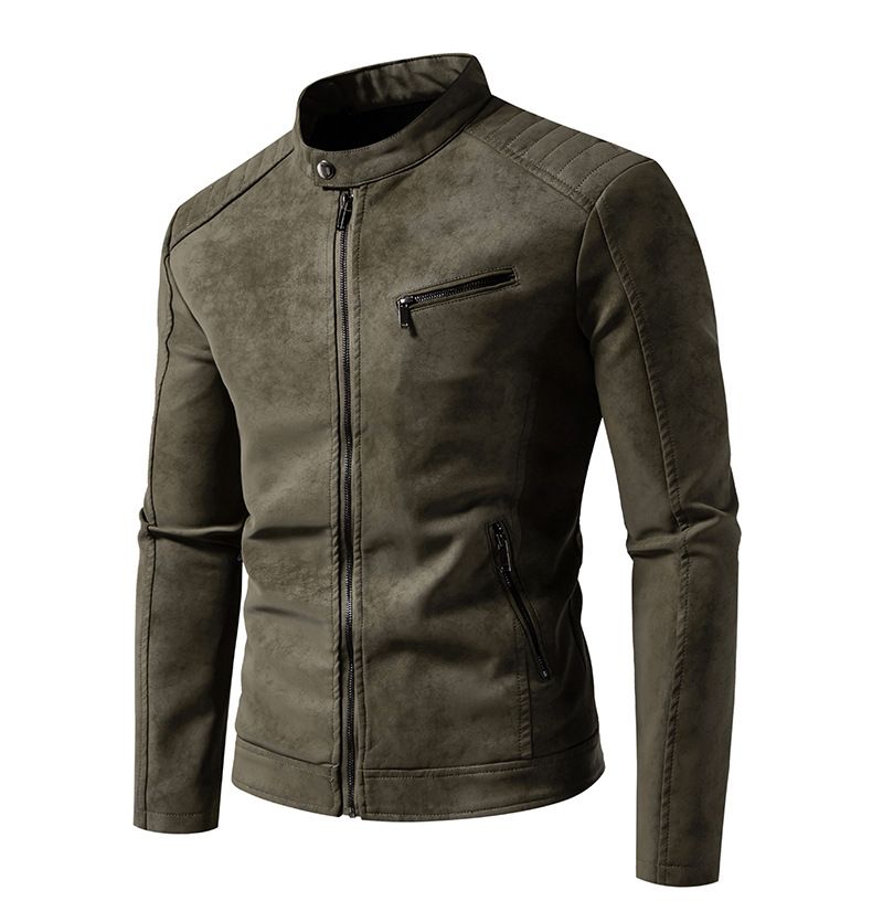 Veste vintage en similicuir pour homme avec doublure polaire – Manteau en PU style motard rétro pour tenues décontractées et d'équitation._voghion.com