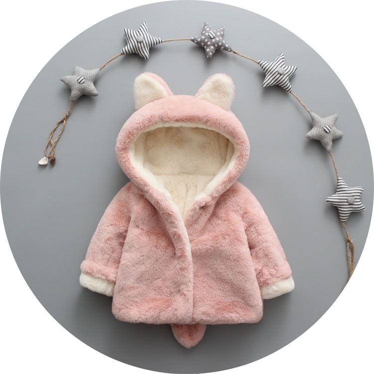 Katoenen gewatteerde winterjas voor baby's en meisjes met een verdikte fleecejas voor uitgaan, katoenen gewatteerde winterbontjas voor meisjes, katoenen gewatteerde jas_voghion.com
