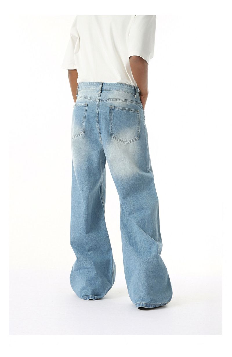 EF JEANS | 2025 Spring New Hong Kong Style Fashion Old Retro Casual Versatile Drape Floor Mopping Jeans_voghion.com
