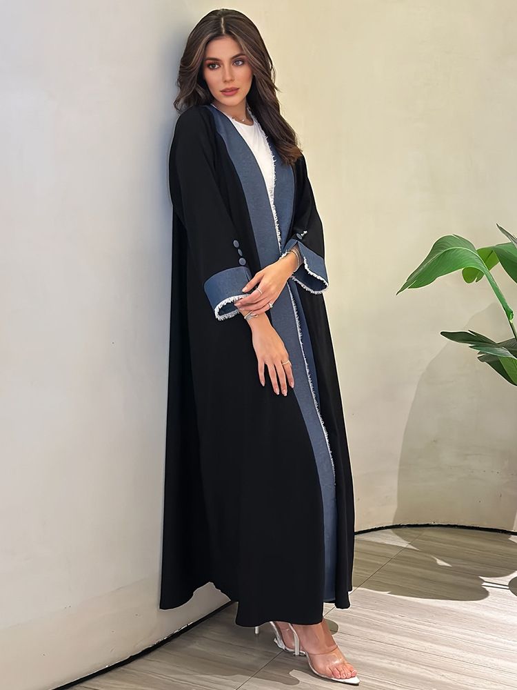 Cardigan aperto da donna, vestaglia in poliestere, gonna midi a maniche lunghe_voghion.com
