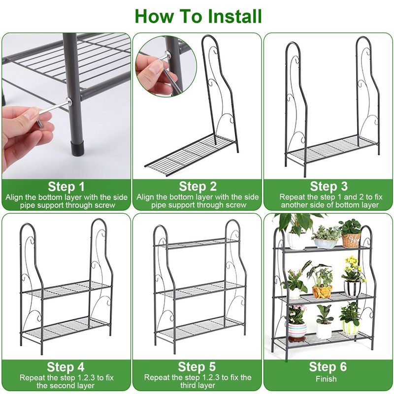 3 Tier Plant Stand Shelf Flower Pot Holder Display Rack 88LBS Utility Storage Organizer_voghion.com