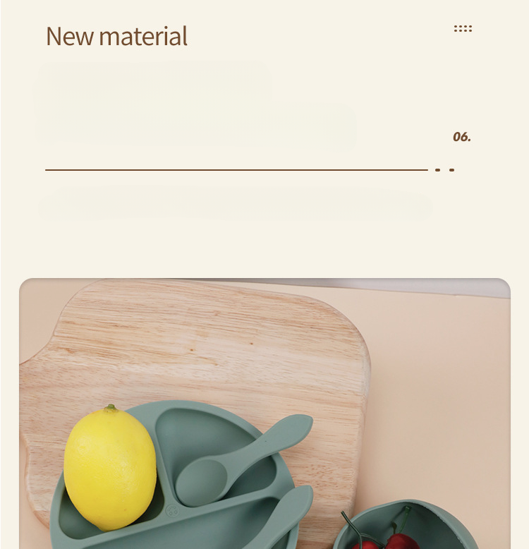 Ensemble d'assiettes à dîner en silicone, bol à ventouse d'entraînement, fourchette d'apprentissage de qualité alimentaire, cuillère, vaisselle d'alimentation_voghion.com