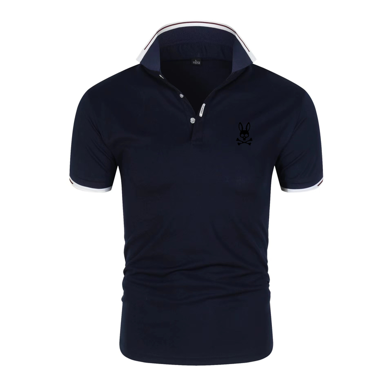 2023 summer men's cotton T-shirt lapel fashion short-sleeved polo shirt printed micro-standard ghost rabbit short-sleeved polo shirt_voghion.com