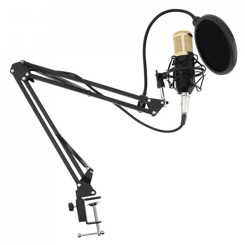 BM 800 Karaoke-mikrofoner Profesjonell kondensatormikrofon med stativarm og popfilter for datakablet studio /_voghion.com