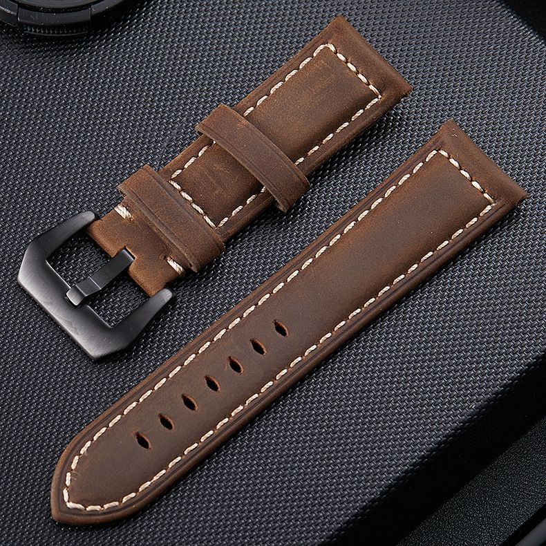 Premium Genuine Leather Watch Band For Men - Distressed Full Grain Cowhide, Rugged & Stylish, Fits 20mm To 26mm Watches_voghion.com
