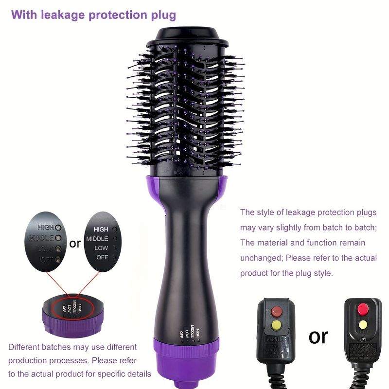 2-in-1 Hair Dryer & Volumizer Brush, Adjustable Temperature Settings, Wet And Dry Use Hot Air Comb For All Hair Types, Multi-functional Styling Tool F_voghion.com