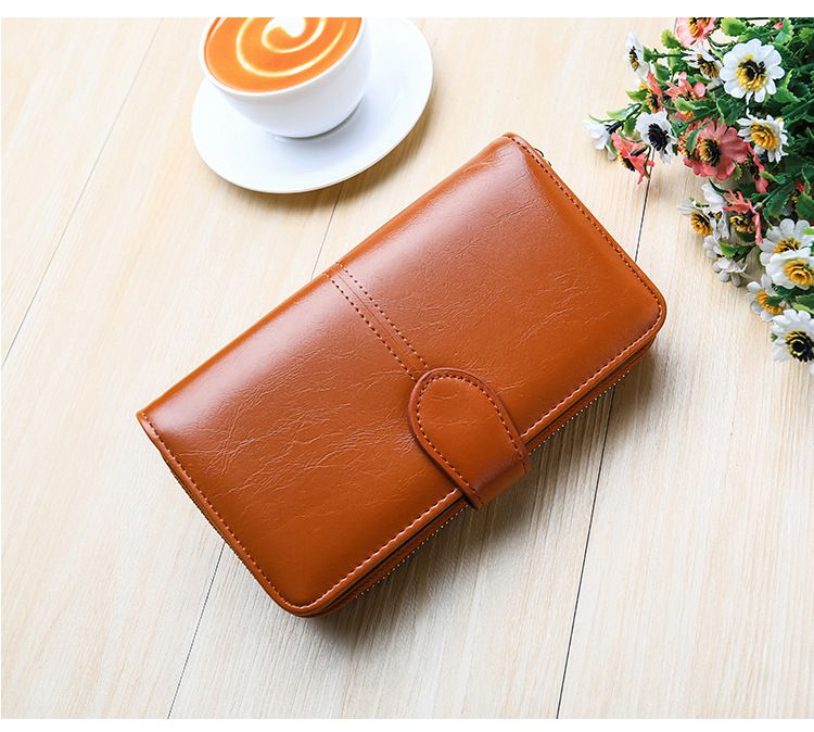 Explosive Damen Geldbörse 2024 Neuer Reißverschluss Ölwachs Leder Geldbörse Schnalle Handytasche Ölleder Neue PU Clutch_voghion.com