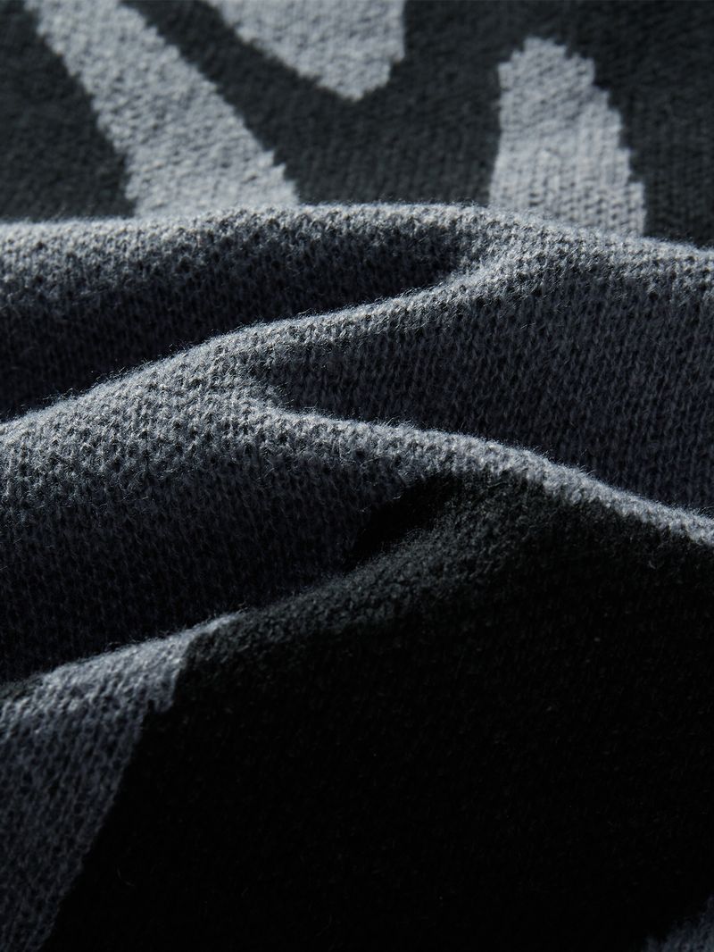 Neue beliebte Herbst Winter Unregelmäßige Jacquard Muster Pullover Pullover Lässig Rundhals Ausschnitt Kontrast Farbe Gestrickt Herren Pullover_voghion.com