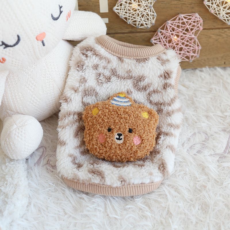 Petstyle Little Snow Leopard Bear Hund Niedliche Fleece-Kleidung für Welpen und Kätzchen, Neugeborene Katze_voghion.com