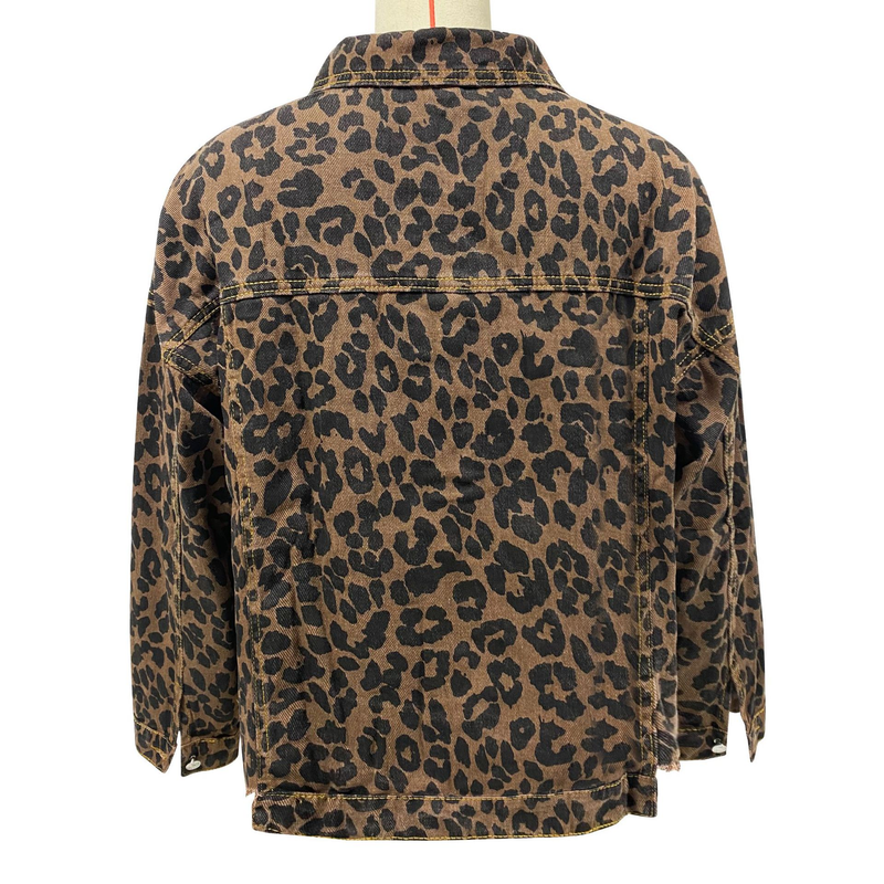 new  denim jacket leopard print long-sleeved short loose casual jacket for women in stock_voghion.com