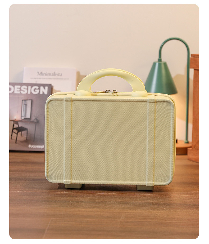 Bonbonfarbener Kontrast mit märchenhaftem Handgeschenk in Volltonfarbe, durchsichtige Reisebox, Mini-Koffer mit Reißverschluss_voghion.com