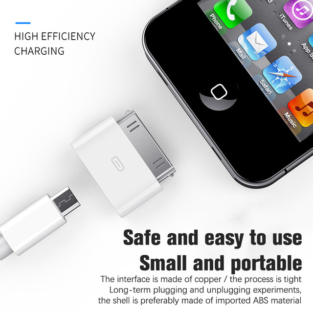1 stk Micro Usb til 30 ben oplader konverter adapter til IPhone 4 4s 3gs datasynkronisering adapter USB kabel hoved_voghion.com