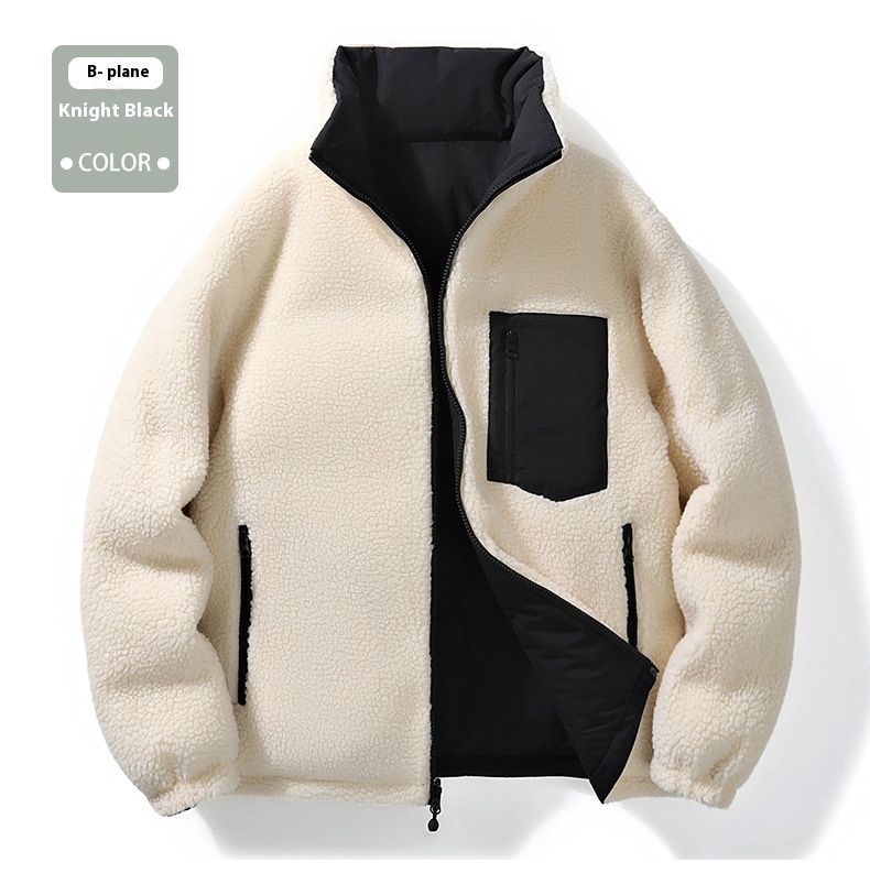 Casaco de lã de cordeiro de novo estilo de inverno masculino de algodão com pelúcia e pão grosso, casaco de algodão quente solto de dupla face para mulheres_voghion.com