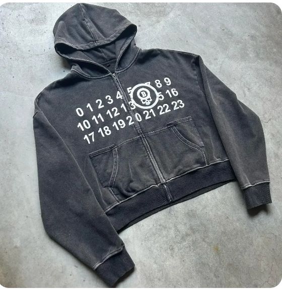 Sweat à capuche zippé 2024, cardigan à capuche cool pour célébrités d'Internet, petite lettre cloche, nouvelle veste imprimée_voghion.com