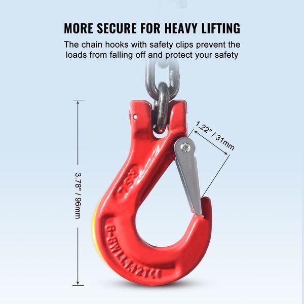 1/4' X 5' Chain Sling 4 Legs G80 Lifting Chain With Grab Hooks 6600 Lbs_voghion.com