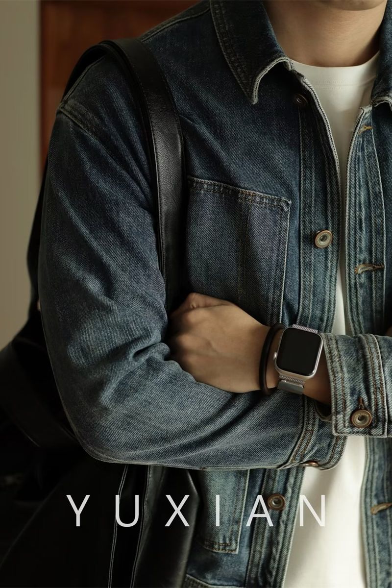 Neue Herbst-Jeansjacke für Herren, übergroß, lässig, für Jugendliche, Streetwear, Mode, blaue Jeansjacke für Teenager_voghion.com