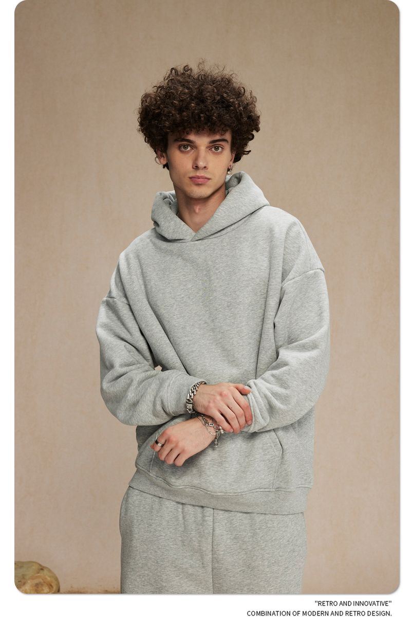 Felpa con cappuccio oversize da uomo in pile con tessuto anti-pilling da 400 g/m², felpa streetwear per l'inverno (disponibile in 12 colori)_voghion.com