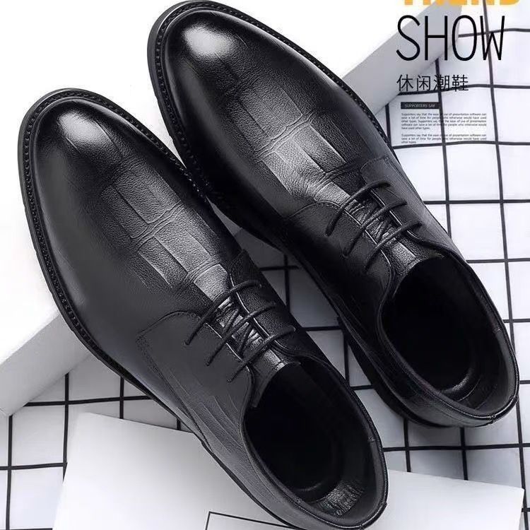 2025 Summer New Spring And Autumn British Style Business Formal Leather For Men With Hidden Wedge, Casual Versatile_voghion.com