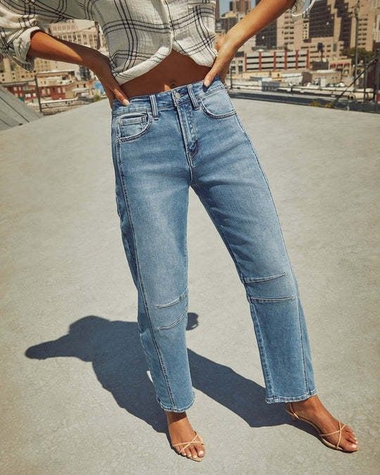 Jeans décontractés amples taille moyenne coupe droite délavés pour femmes Commerce extérieur transfrontalier JEANS européens et américains_voghion.com