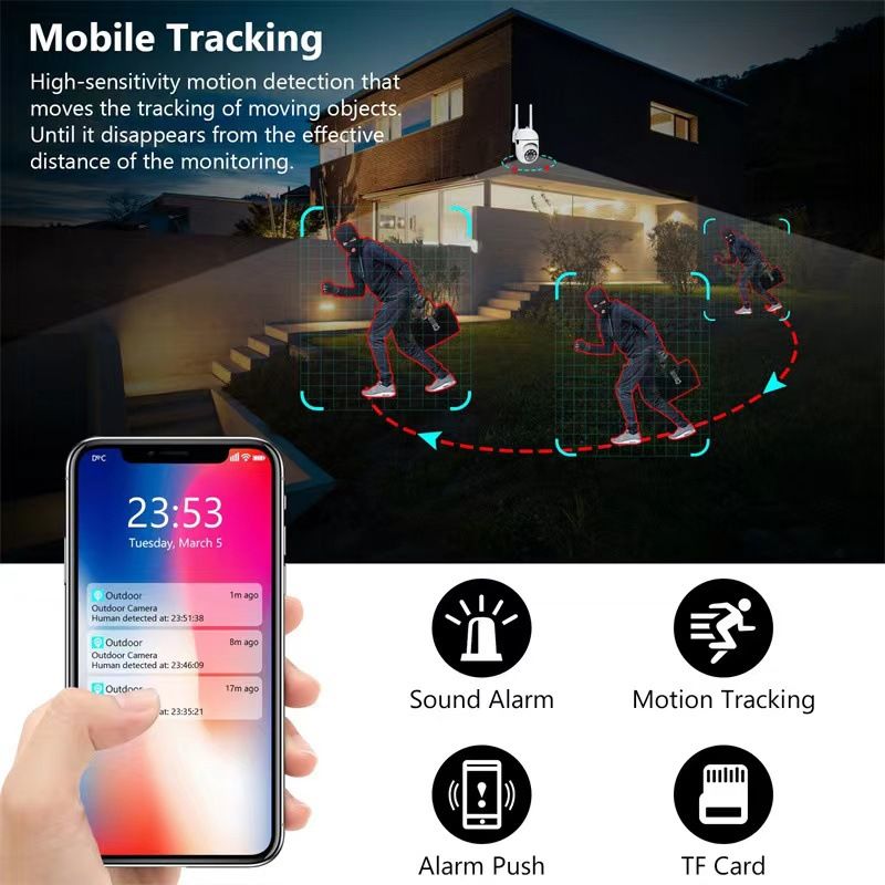 Viedā WiFi spuldzes drošības kamera - 1080P HD krāsu nakts redzamība, kustību noteikšana un divvirzienu audio, attālināta skatīšanās, izmantojot viedtālruni_voghion.com