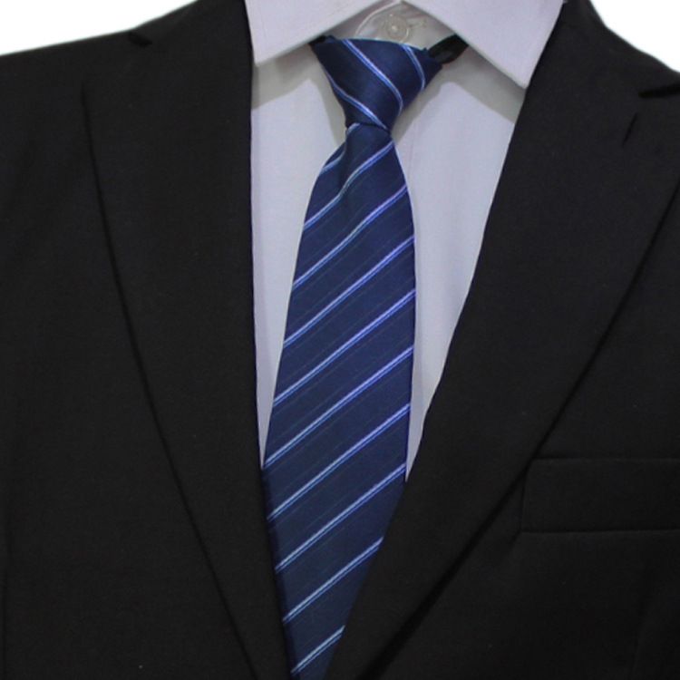 Cerniera sottile a righe da uomo per sposo, matrimonio, blu e nero, comoda, senza lacci, facile da tirare, abbigliamento formale da lavoro_voghion.com